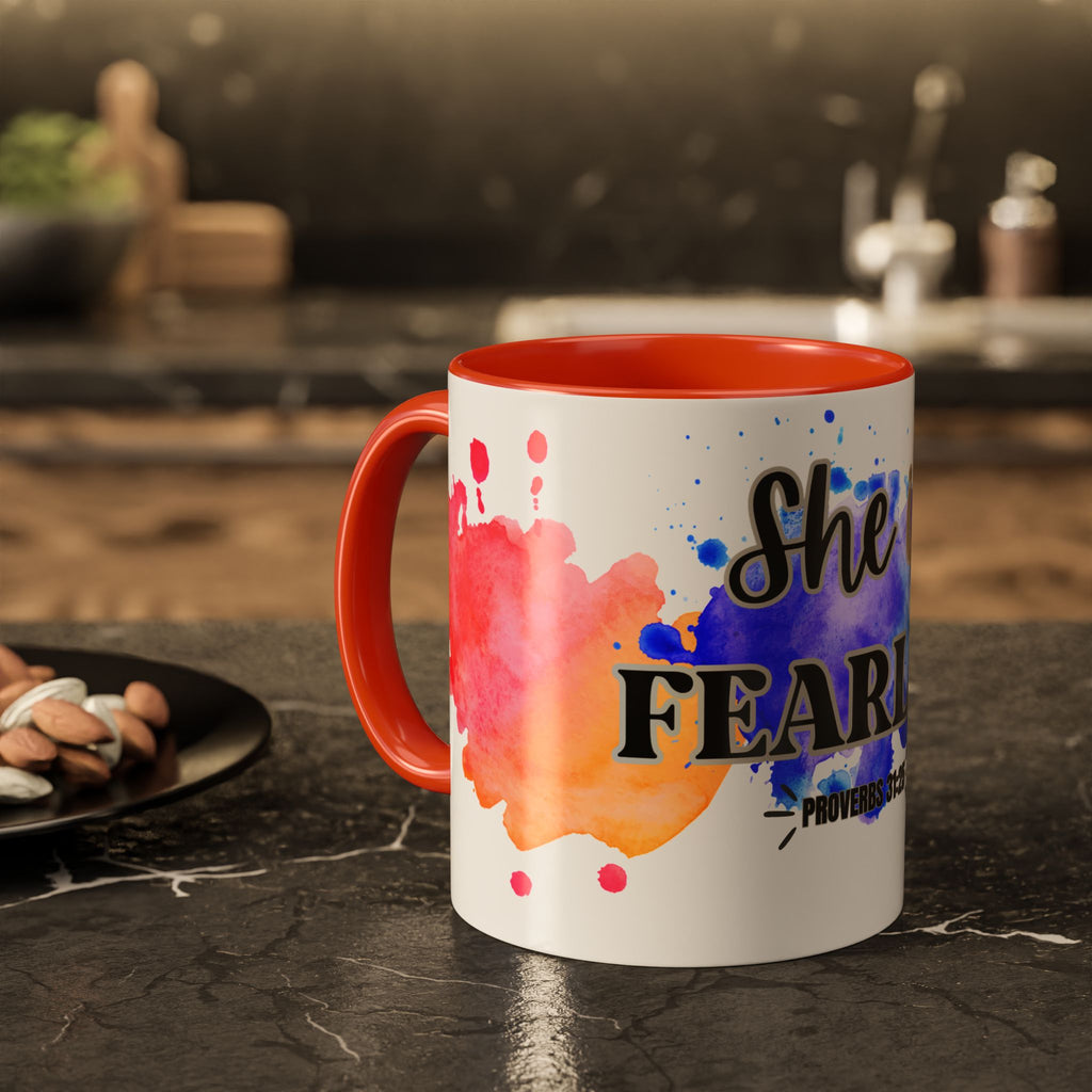 She Is Fearless Proverbs 31:25 Inspirational Christian Mug