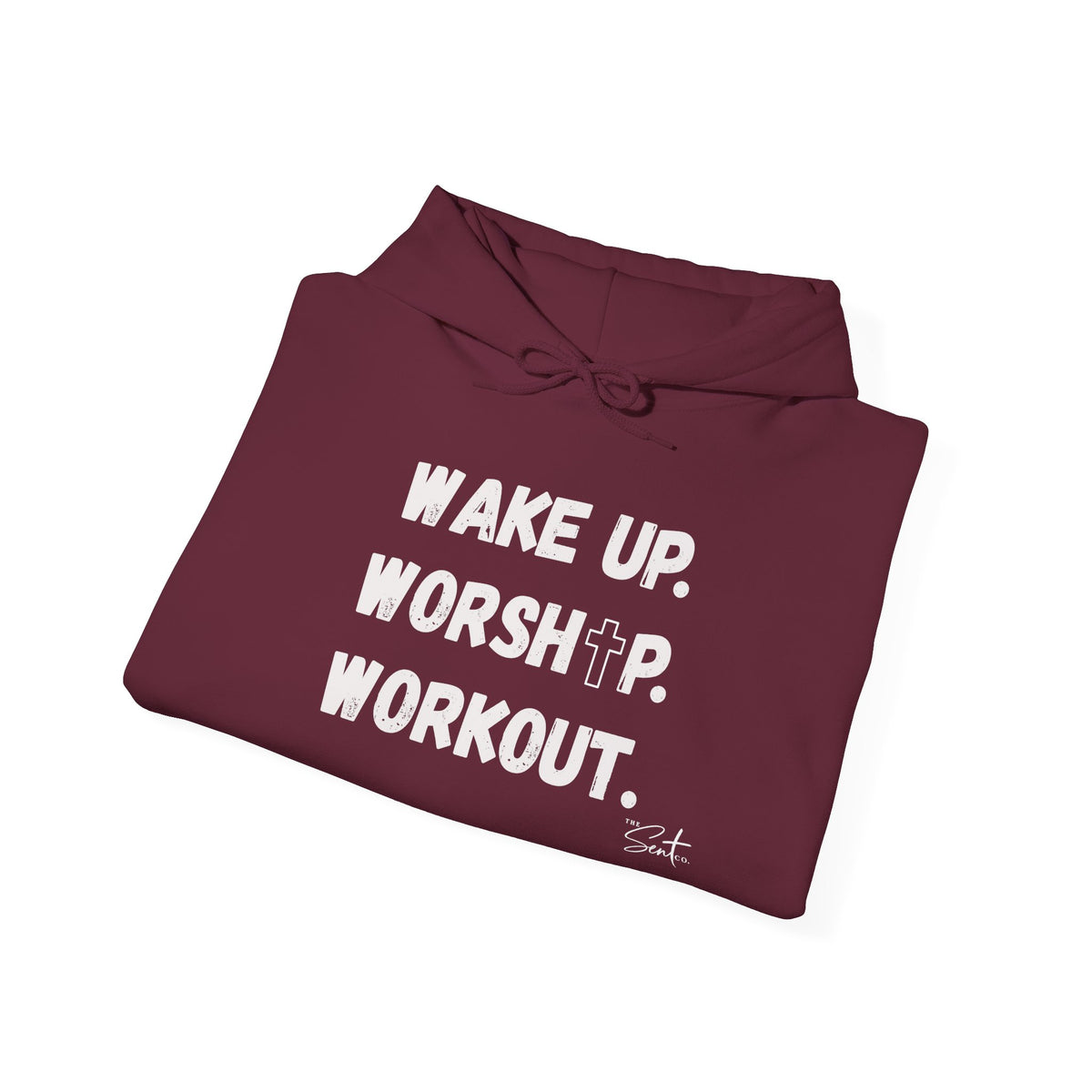 Wake Up. Worship. Workout. Hoodie — Faith & Fitness Motivational Pullover