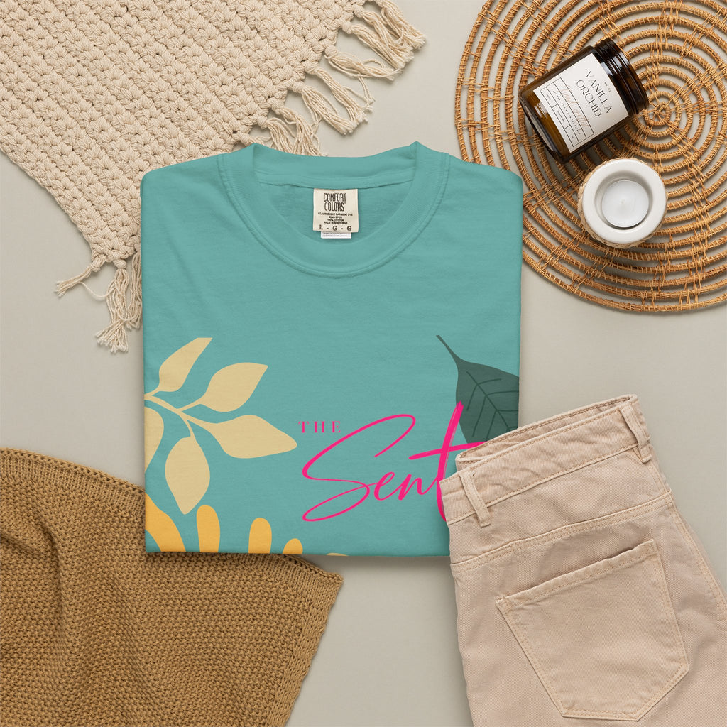 Floral Script Tee -"Here I am. Send me." Isaiah 6:8 (Back Print) The  Sent Co. (Front Print)