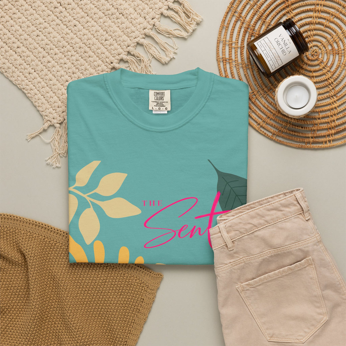 Floral Script Tee -"Here I am. Send me." Isaiah 6:8 (Back Print) The  Sent Co. (Front Print)