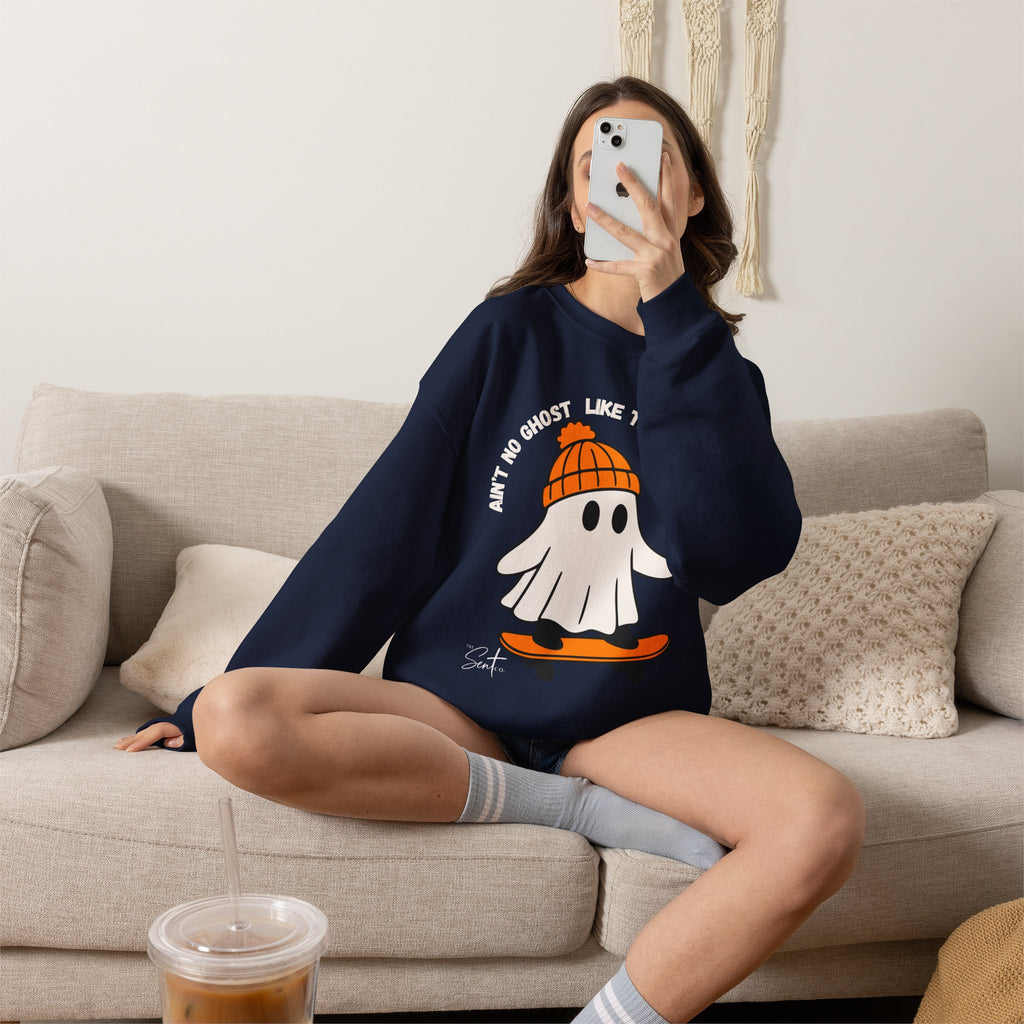 Ghost Skateboarder Sweatshirt — "Ain't No Ghost Like The Holy Ghost" Cozy Crewneck
