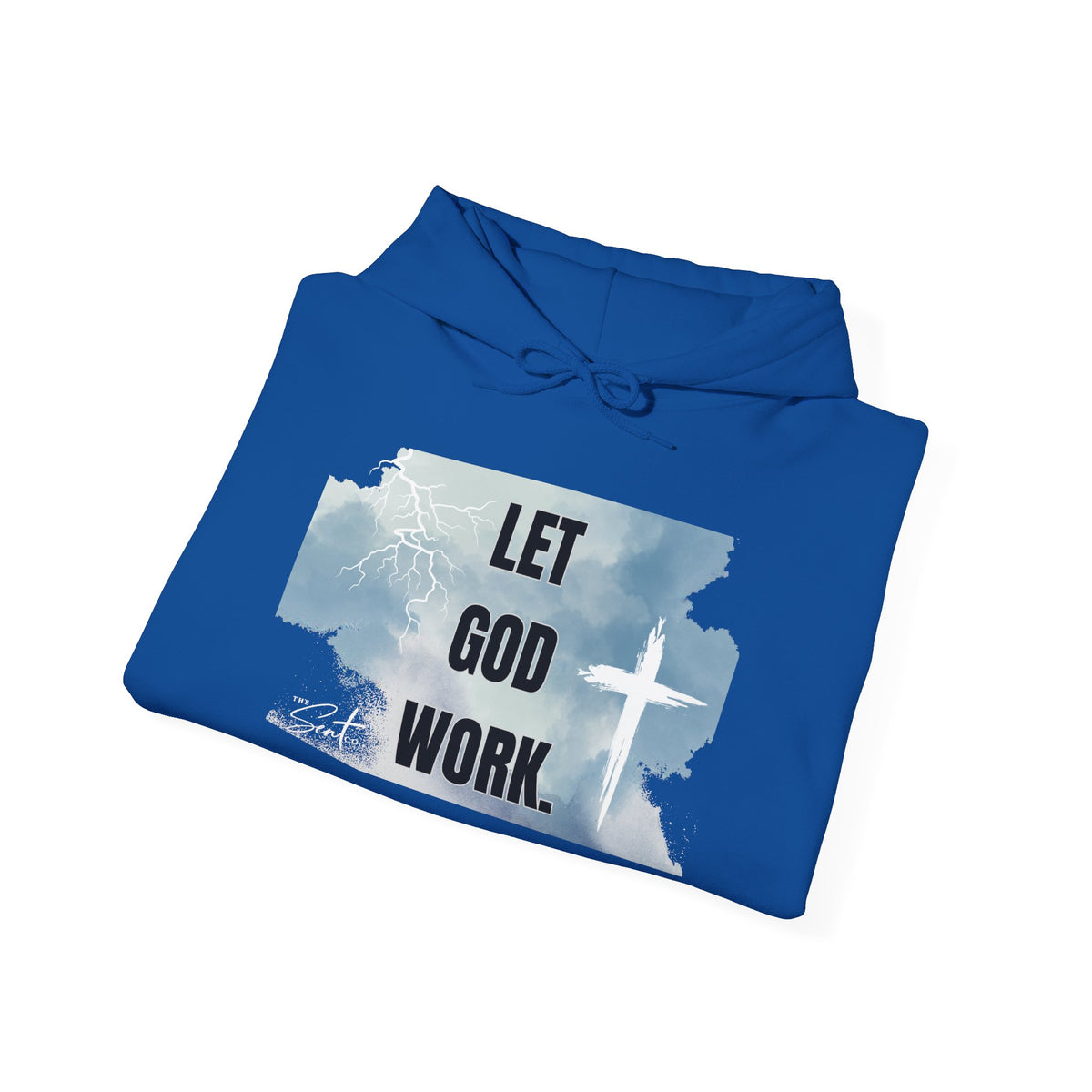 Let God Work. Hoodie — Faith Script Religious Pullover
