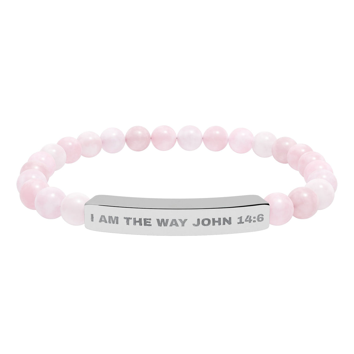 I AM THE WAY-Engravable Natural Stone Stretch Bar Bracelet - Personalized Scripture/Message
