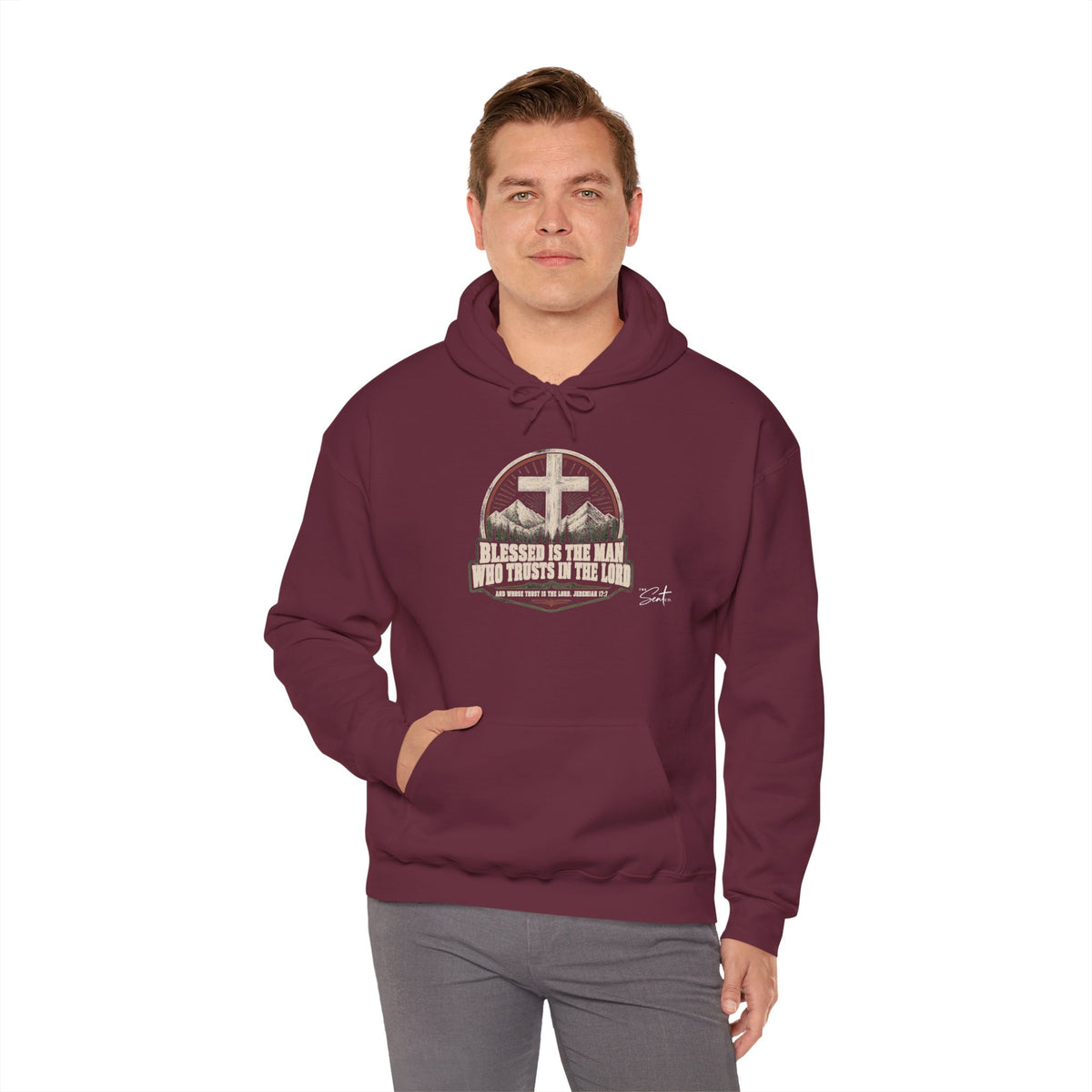 Blessed Is The Man Hoodie – Christian Cross Faith Sweatshirt