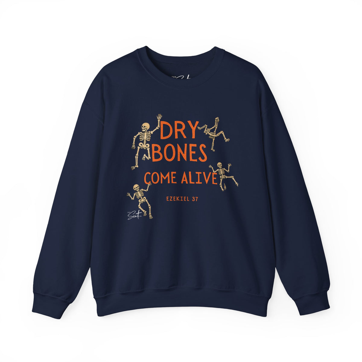 Crewneck Sweatshirt — "Dry Bones Come Alive" Ezekiel 37 Skeleton Graphic