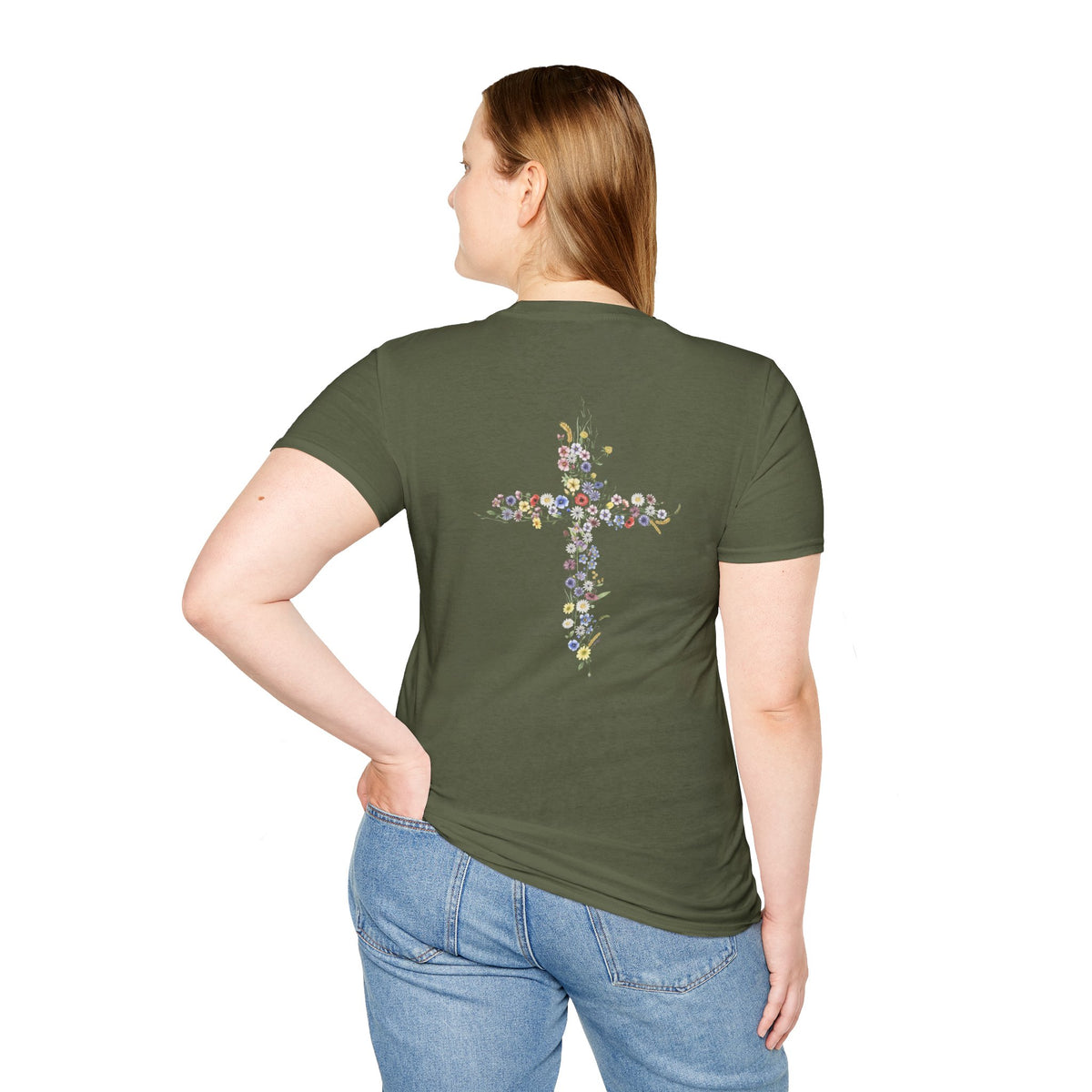 Jesus Is The Light Floral Cross Christian T-Shirt