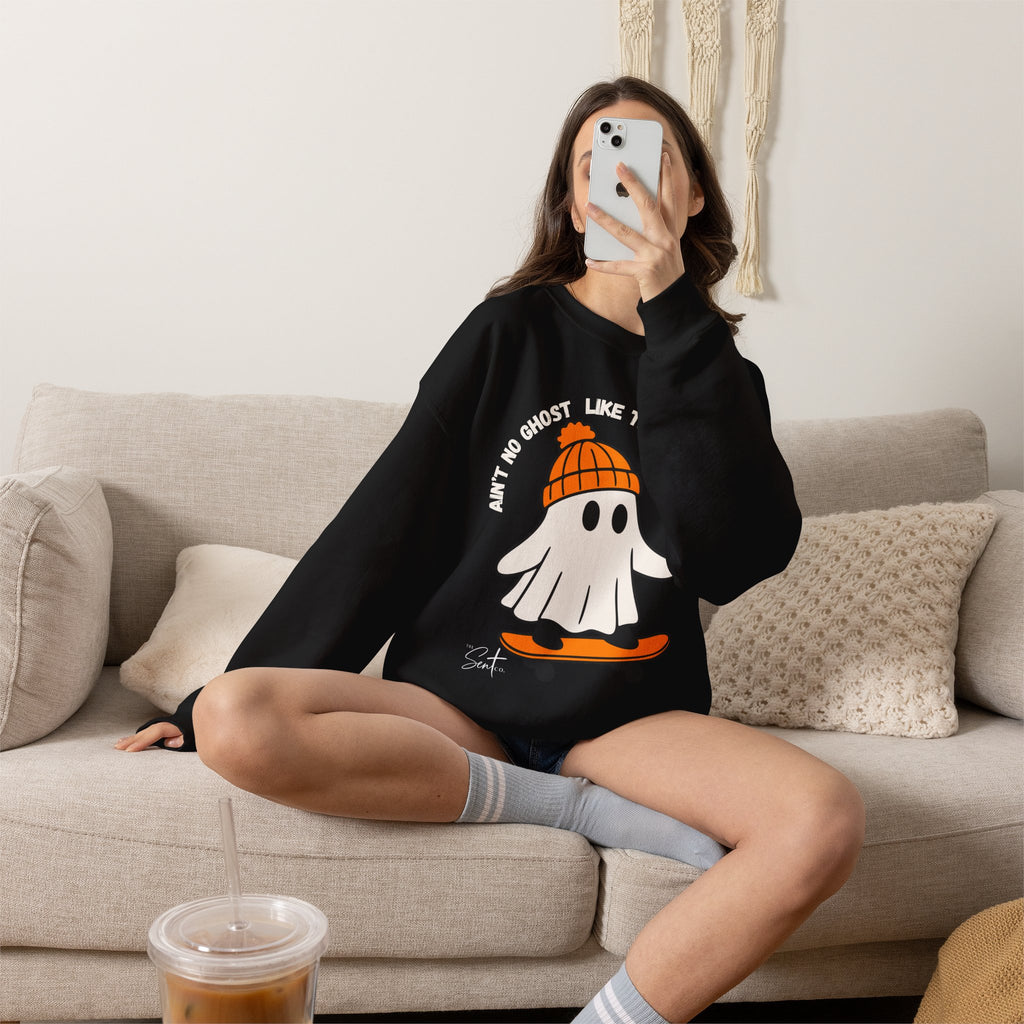 Ghost Skateboarder Sweatshirt — "Ain't No Ghost Like The Holy Ghost" Cozy Crewneck