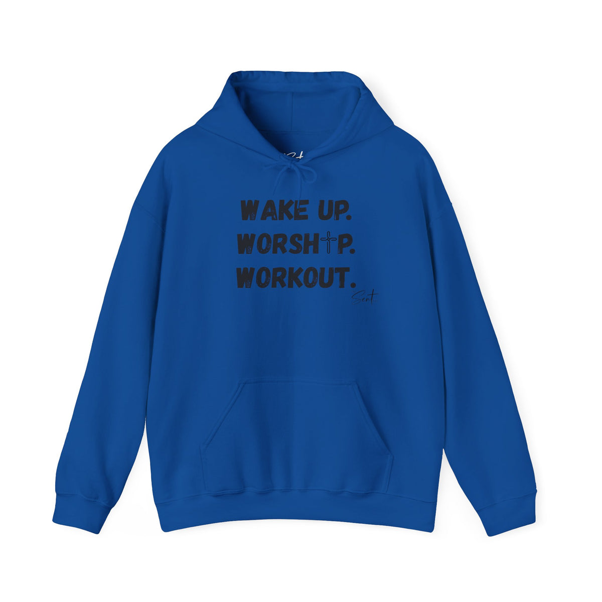 Wake Up. Worship. Workout. Hoodie — Faith & Fitness Motivational Pullover