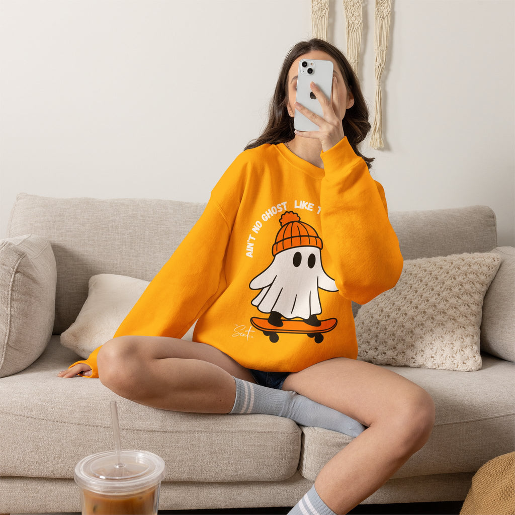 Ghost Skateboarder Sweatshirt — "Ain't No Ghost Like The Holy Ghost" Cozy Crewneck