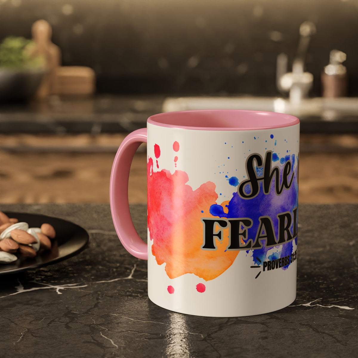 She Is Fearless Proverbs 31:25 Inspirational Christian Mug
