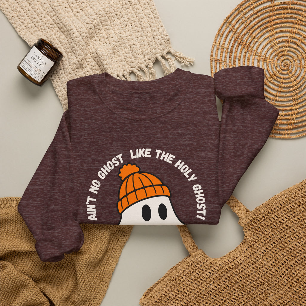 Ghost Skateboarder Sweatshirt — "Ain't No Ghost Like The Holy Ghost" Cozy Crewneck