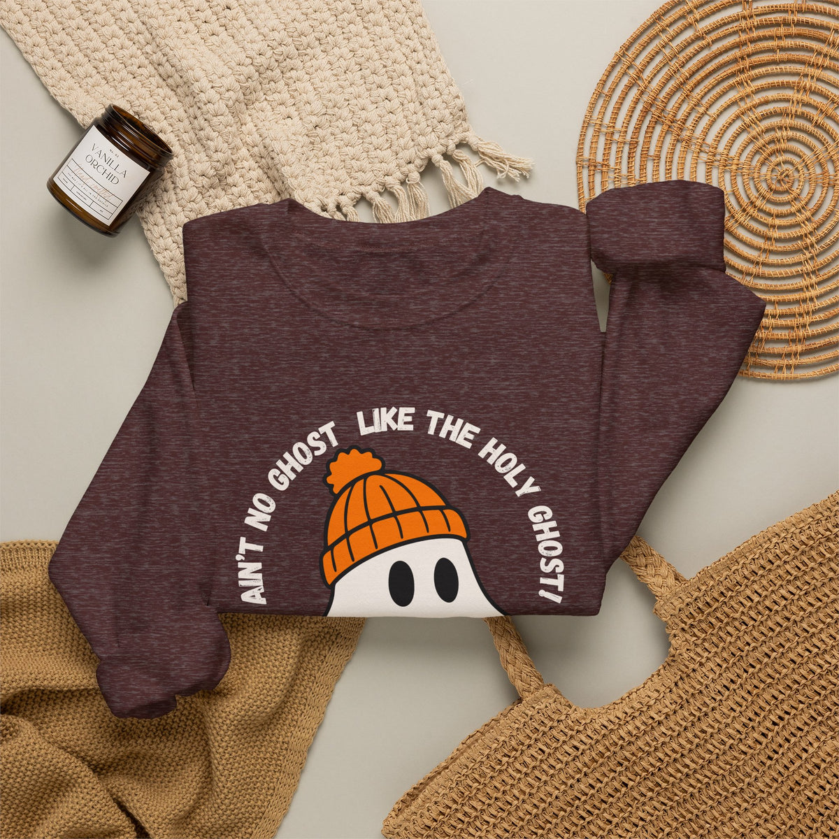 Ghost Skateboarder Sweatshirt — "Ain't No Ghost Like The Holy Ghost" Cozy Crewneck