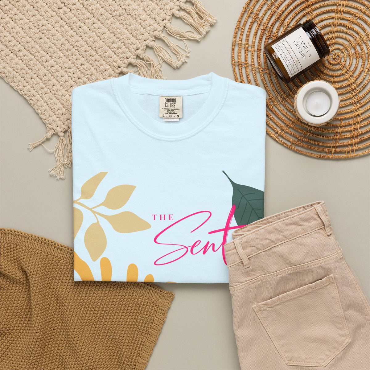 Floral Script Tee -"Here I am. Send me." Isaiah 6:8 (Back Print) The  Sent Co. (Front Print)