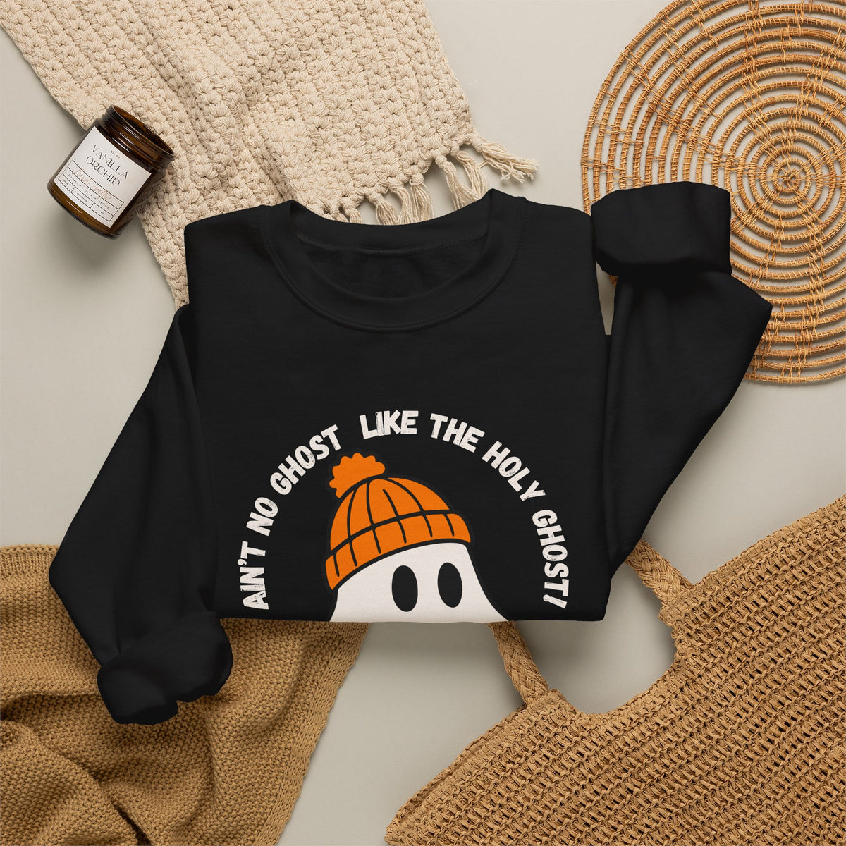 Ghost Skateboarder Sweatshirt — "Ain't No Ghost Like The Holy Ghost" Cozy Crewneck