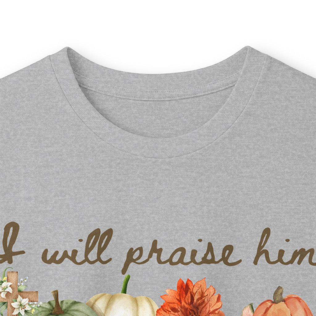 Praise Him in Every Season Long Sleeve Tee — Fall Pumpkin Floral Faith Shirt