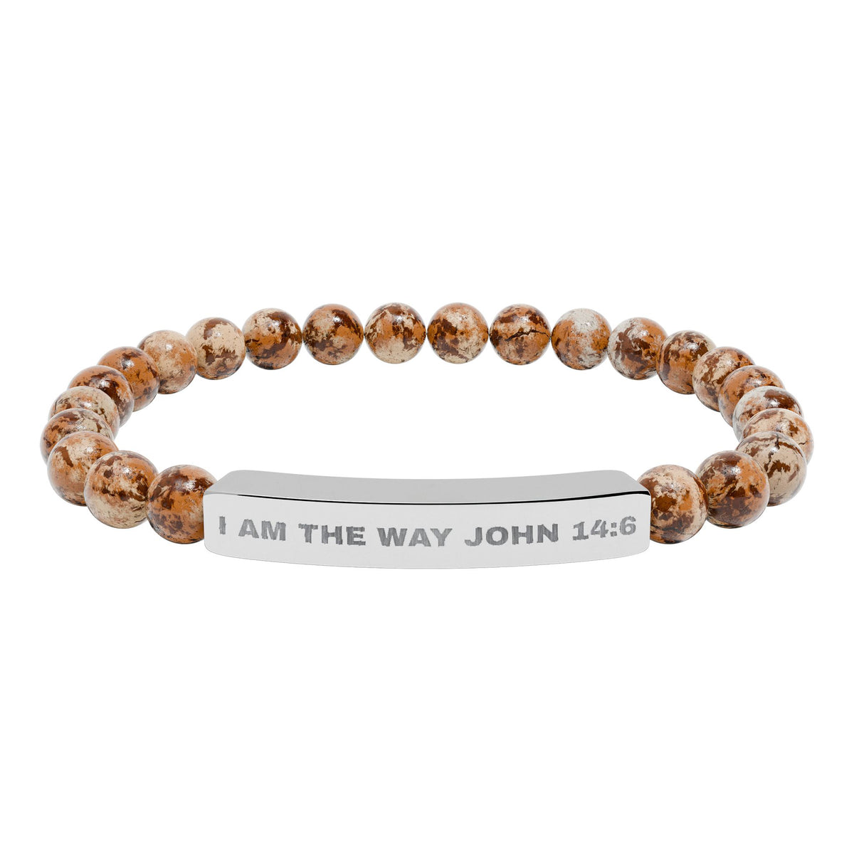 I AM THE WAY-Engravable Natural Stone Stretch Bar Bracelet - Personalized Scripture/Message