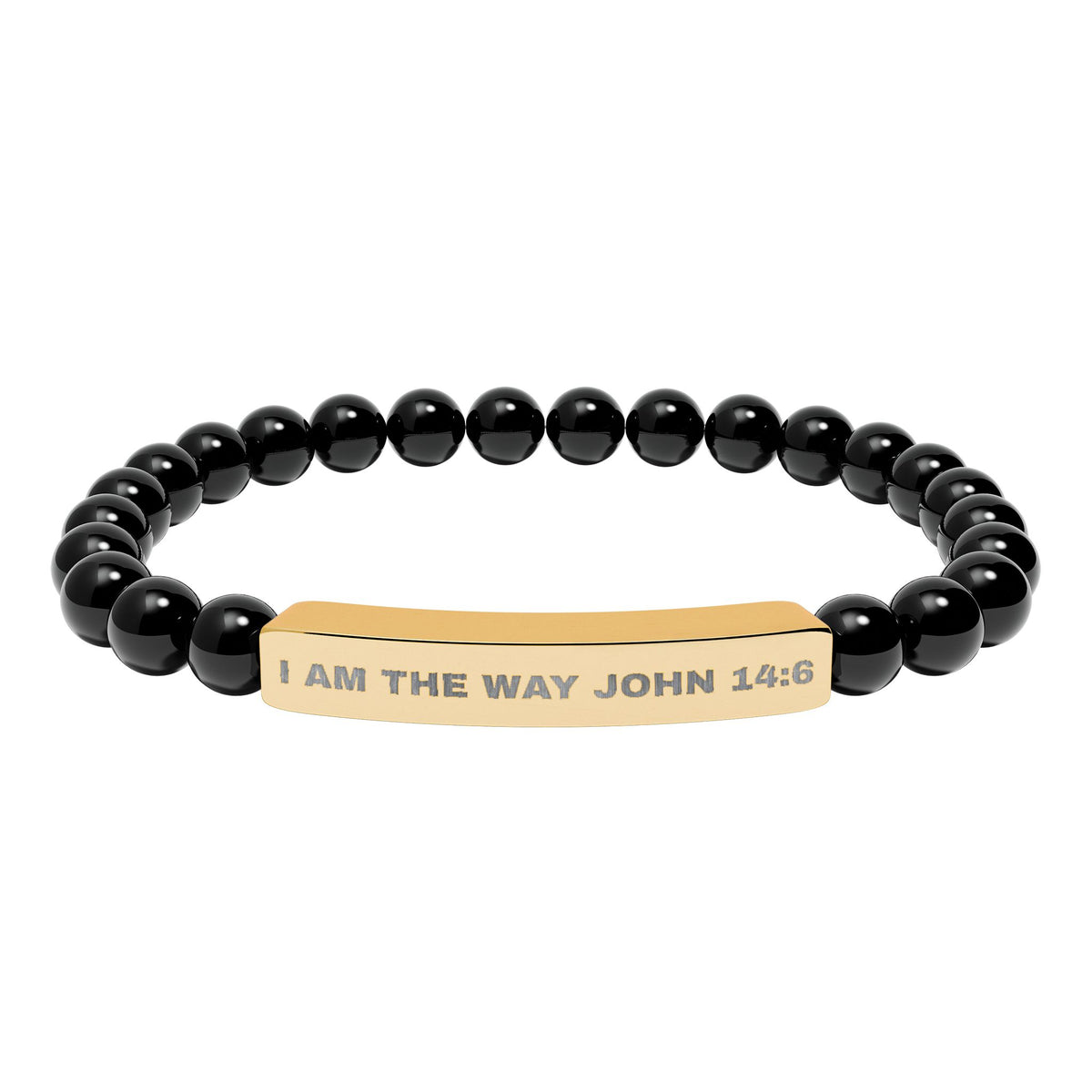 I AM THE WAY-Engravable Natural Stone Stretch Bar Bracelet - Personalized Scripture/Message
