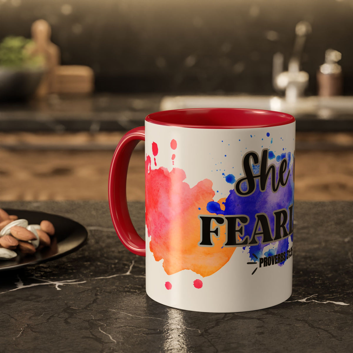 She Is Fearless Proverbs 31:25 Inspirational Christian Mug