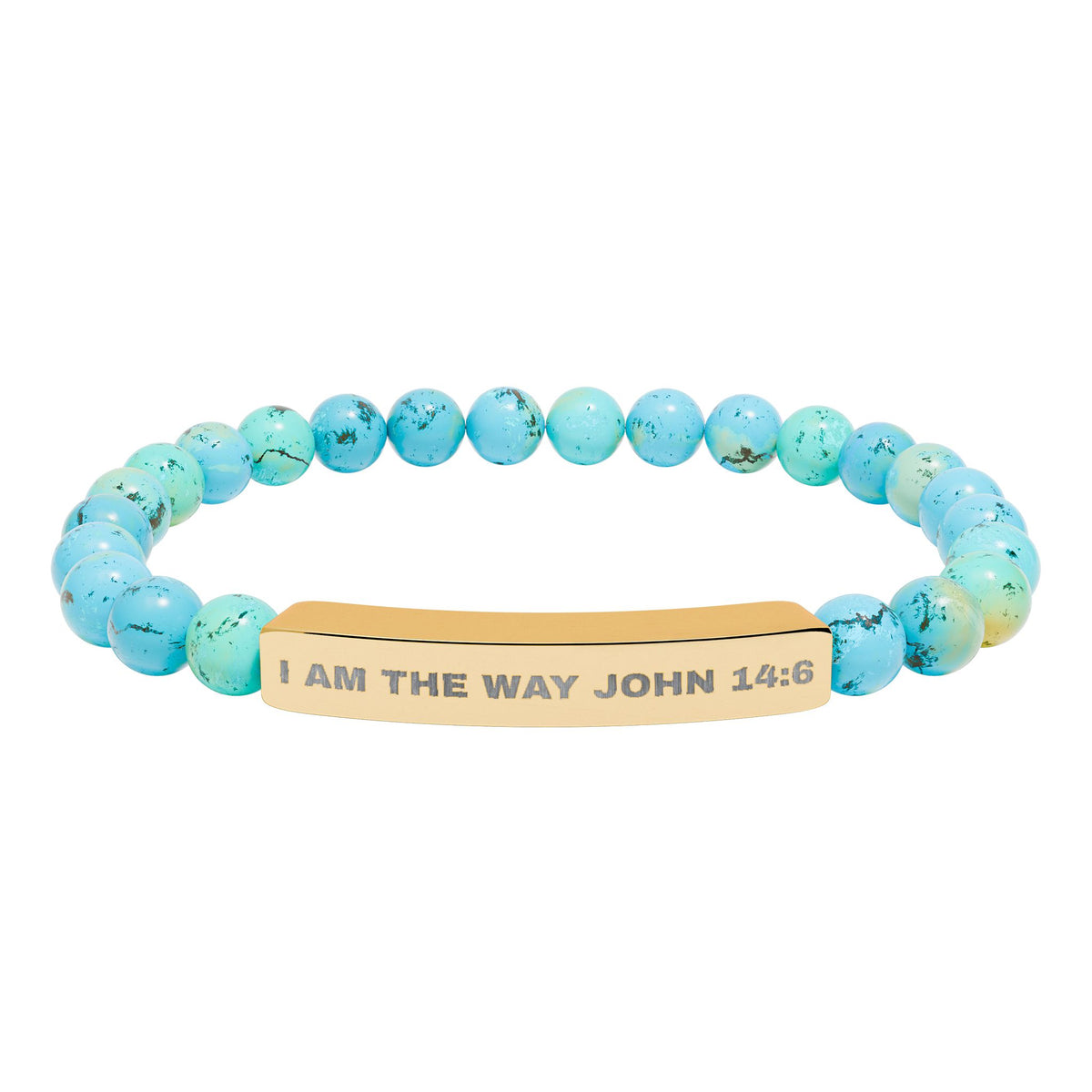 I AM THE WAY-Engravable Natural Stone Stretch Bar Bracelet - Personalized Scripture/Message