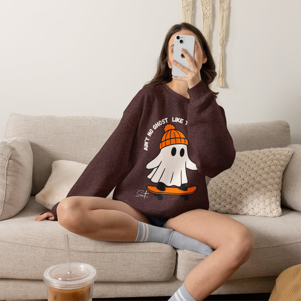 Ghost Skateboarder Sweatshirt — "Ain't No Ghost Like The Holy Ghost" Cozy Crewneck