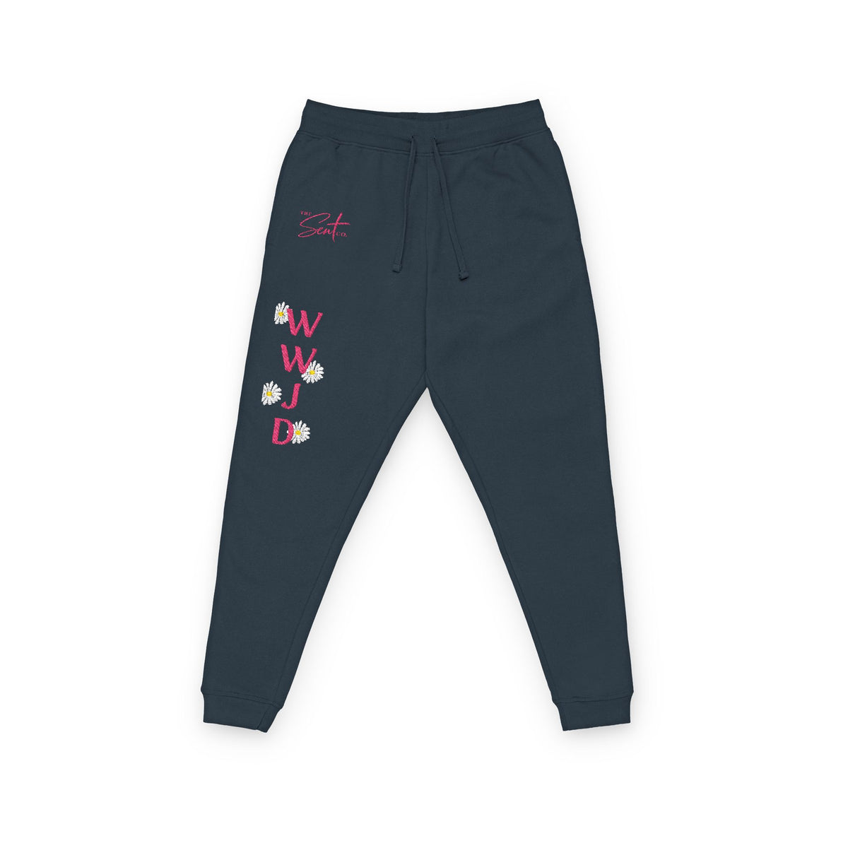 Embroidered 'WWJD' Floral Side Joggers — Women's Christian Faith Sweatpants