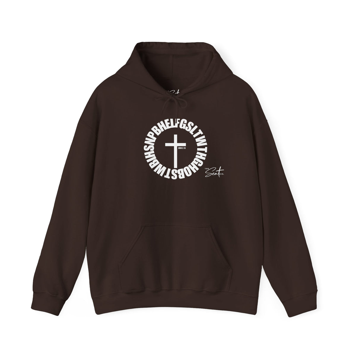 John 3:16 Cross Circle Hoodie — Faith Script Religious Pullover