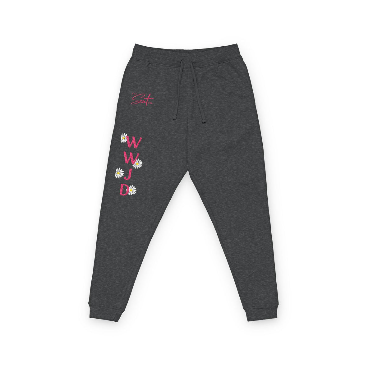 Embroidered 'WWJD' Floral Side Joggers — Women's Christian Faith Sweatpants