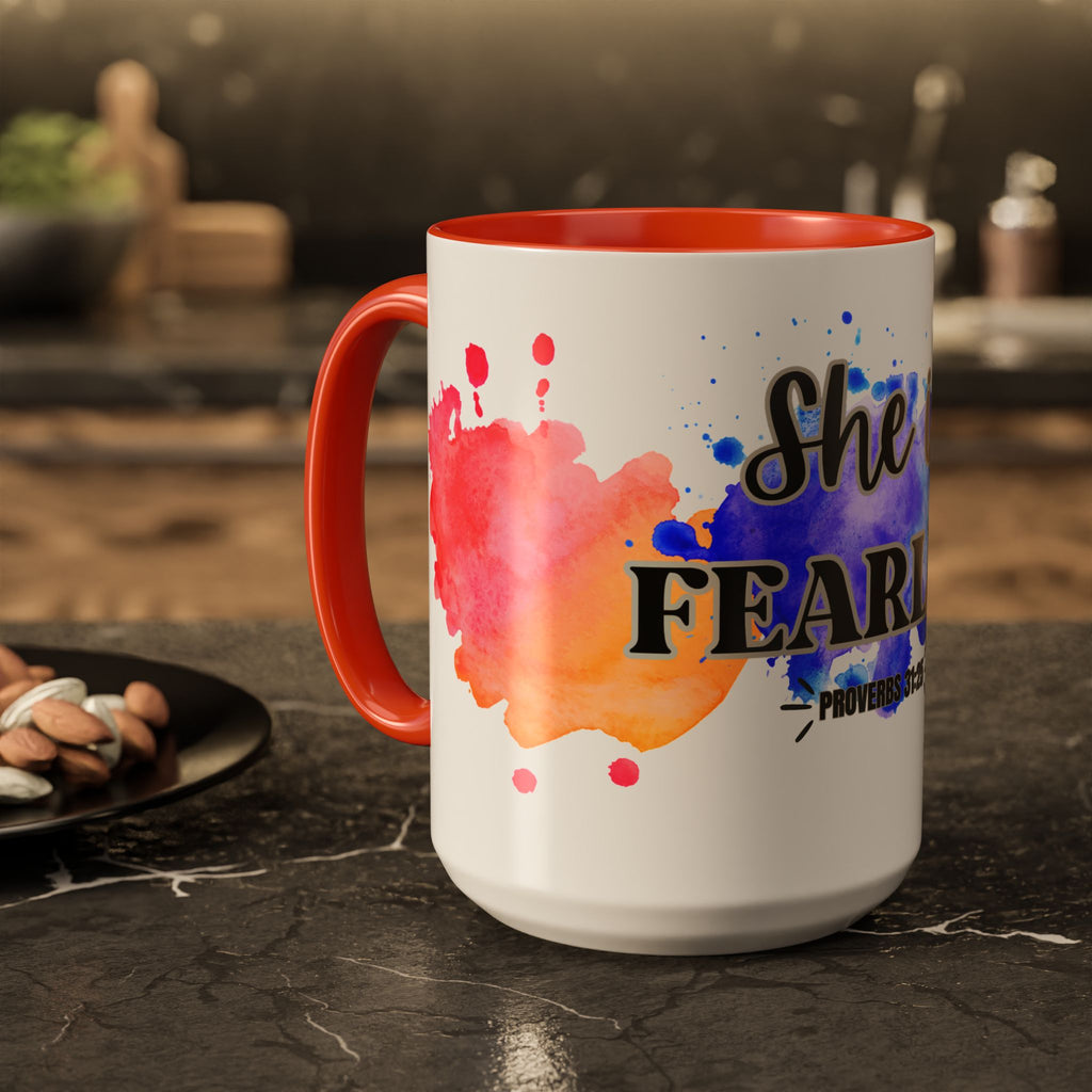 She Is Fearless Proverbs 31:25 Inspirational Christian Mug