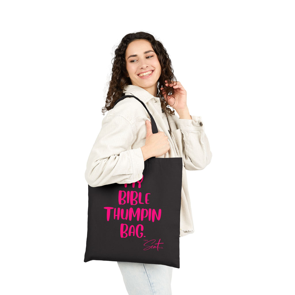 Bible Thumpin' Tote Bag — 'My Bible Thumpin Bag' Cotton Canvas Shopper