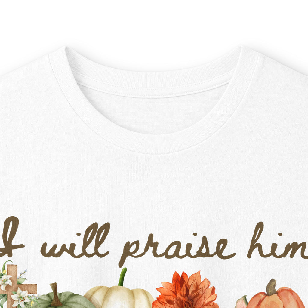 Praise Him in Every Season Long Sleeve Tee — Fall Pumpkin Floral Faith Shirt