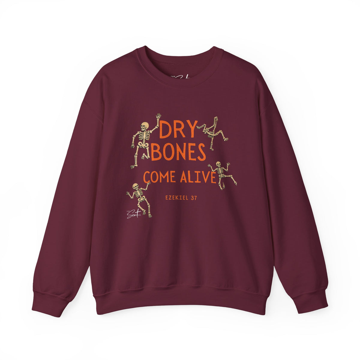 Crewneck Sweatshirt — "Dry Bones Come Alive" Ezekiel 37 Skeleton Graphic