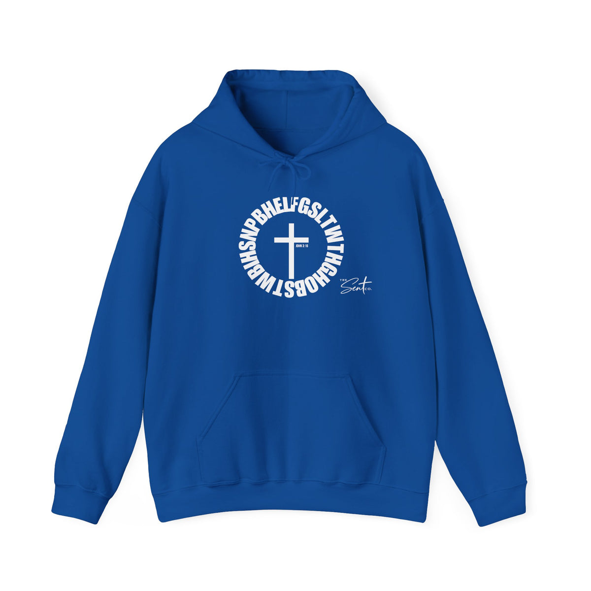 John 3:16 Cross Circle Hoodie — Faith Script Religious Pullover