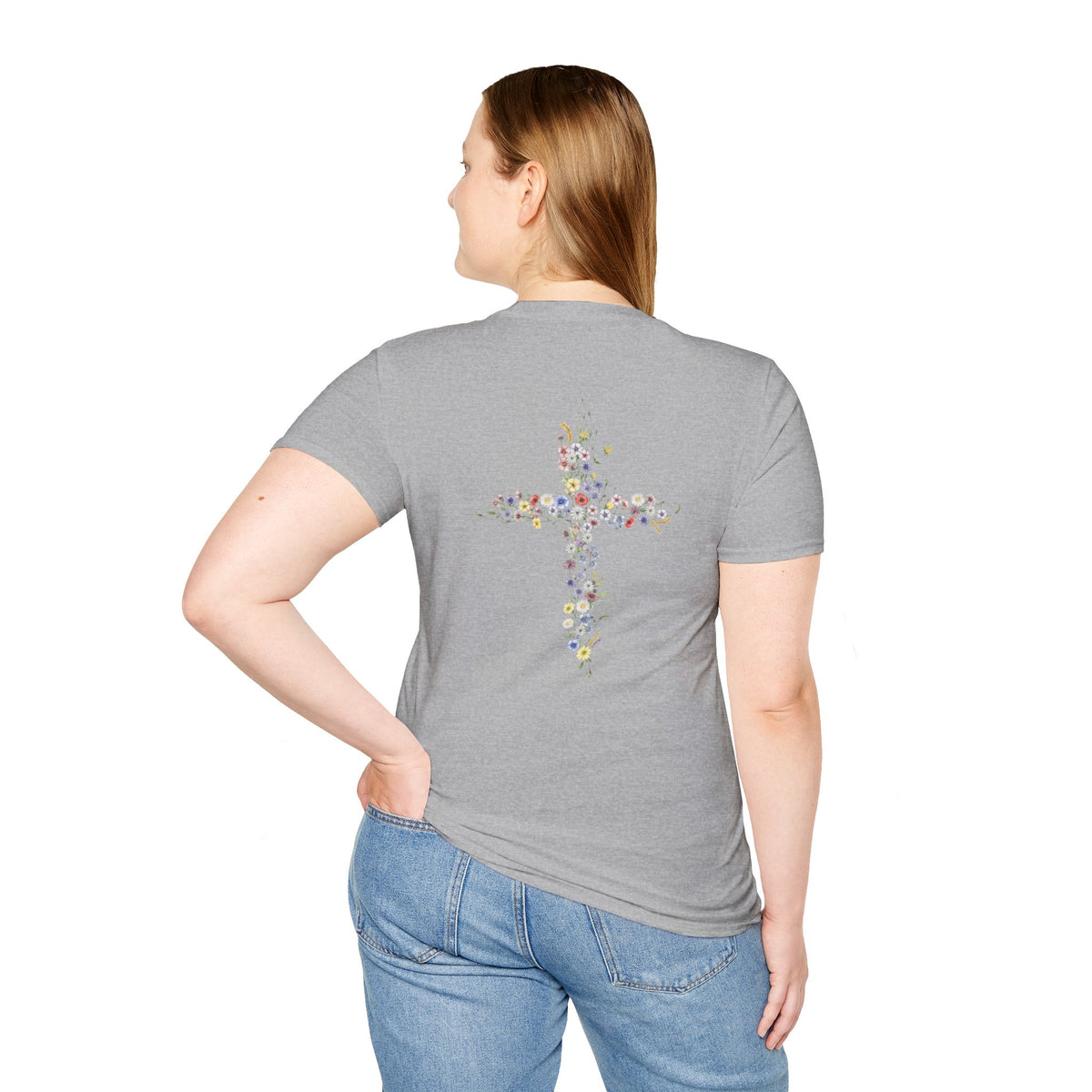 Jesus Is The Light Floral Cross Christian T-Shirt